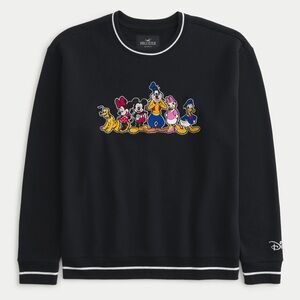 HOLLISTER Relaxed Disney Characters Graphic Crew Sweater- Black, Sjze Medium